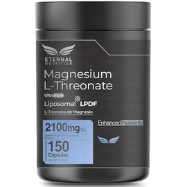 ETERNAL NUTRITION Ultra Pure L-Treonato de Magnesio Premium (150 Caps) | Liposomal de Alta Biodisponibilidad | 37 Porciones · 2100 mg | Memoria, Conce