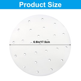 PHITUODA 200 Pack Round Air Fryer Parchment Paper, 7 Inch Disposable Dumpling Steam Paper Perforated Bamboo Steamer Liners, Air Fryer Liner for Airfryer, Steaming Basket and Mores