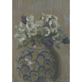 The Courtauld, Walter Richard Sickert Sweet Violets – White and Blue Violets in a Patterned Bowl, Blank Greeting Card (17x12cm)