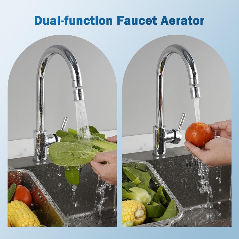Hibbent Metal Faucet Aerator, 360-Degree Swivel Metal Kitchen Sink Aerator,