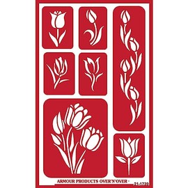 Armour Products Tulips N Over Reusable Glass Etching Stencil, Brown