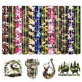 Tintnut Camo Patterned Heat Transfer Vinyl -12 Sheets 12"x10" Iron on Vinyl for T-Shirts Clothing Bags HTV Vinyl for All Cutting Machine