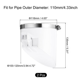 sourcing map 2 Pcs PVC Sewer Backflow Preventer, Anti-Odor Core for 110mm/4.3inch OD Horizontal Tube in Sewage Tanks, White