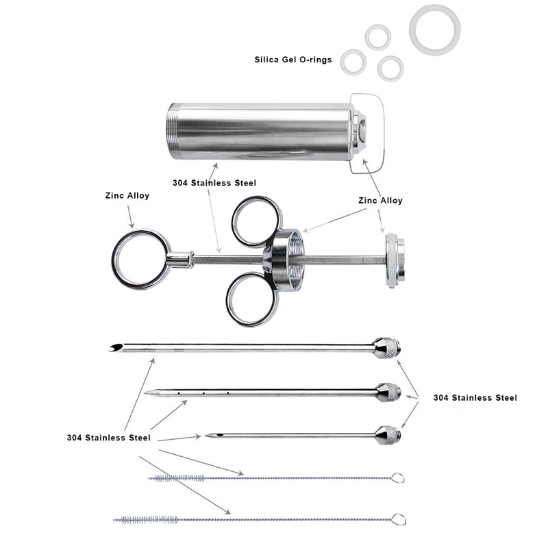 Meat Marinade Injector 304 Stainless Steel 3 Needles Sauce Seasoning