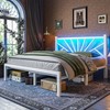 Metal Full bed frame with LED Lights,Full Size bed frame