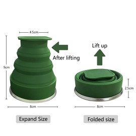 Collapsible Cup - Silicone Foldable Cup-Expandable Folding Drinking Cup -Reusable Portable Mugs Cup For Travel, Camping, Hiking, Survival, Car, Picnic, Beach, Holiday Vacation, Outdoor Dark Green