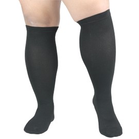JOHNDA Plus Size Compression Sock for Men and Women Wide Calf Graduated Compression Stockings for Support Flight Travel Running Pregnancy Sports Edema Nurses Athletic 20-30 mmHg 3 Pairs