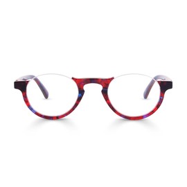 eyebobs - Vice Chair | Premium Reading Glasses for Men and Women | Half Rim Frame for Narrow Faces, Red and Blue Water Color, 1.00