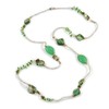 Avalaya Green/Clear Shell/Acrylic/Wood Bead Long Necklace - 116cm L