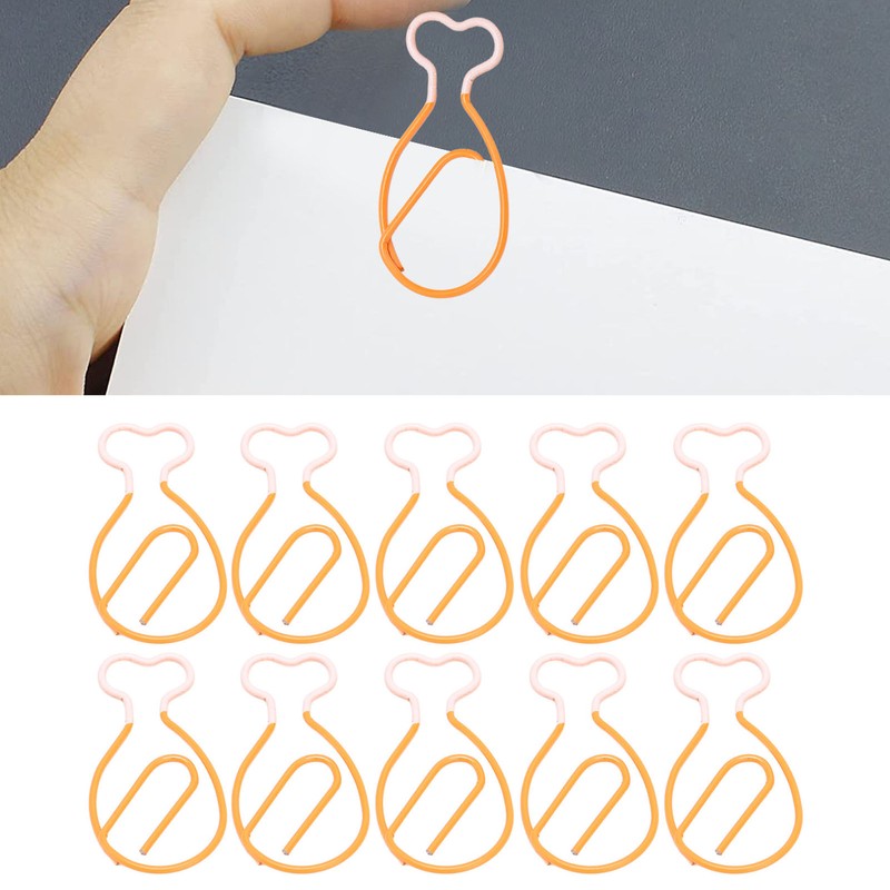 100Pcs Metal Paperclips Cute Chicken Leg Shape Electroplating Rustproof Portable