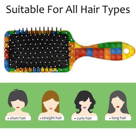 Kids Hair Brush for Boys Girls Toddler - Colorful Building Blocks Detangler Hairbrush for Wet Dry Thin Long Curly Hair Pain-Free Comb Glide Through Tangles with Ease and Massage Scalp