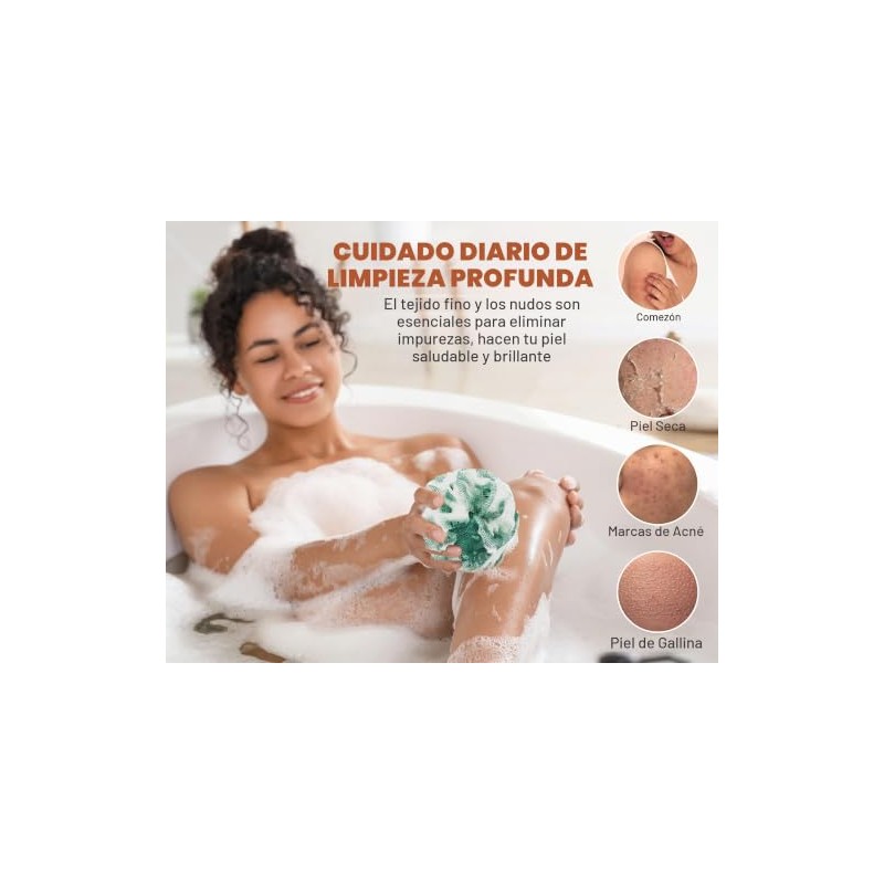 Paquete de 2 esponjas exfoliantes de red africana para baño,