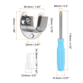 HARFINGTON 4pcs Stainless Steel Closet Rod Holder Set U-Shaped 0.79" Dia Shower Rod Flange Socket Wardrobe Bracket with Screwdriver and Expansion Tube for Closet Shelf Wardrobe Shower Curtain