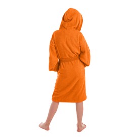 LEBENGOOD Children's Bathrobe for Boys, Girls & Teenagers, 100% Cotton, Terry Towelling, Children, 400 g, with Hood, Light Terry Towelling, Fluffy, Baby Towel, orange