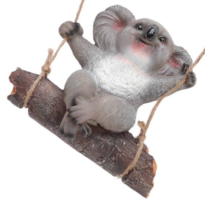 Swing Koala Sculpture Cartoon Synthetic Resin Animal Statues Decoration for