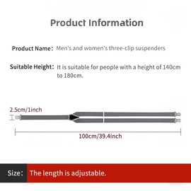 NumRealm 1" Mens Suspenders, 3 Strong Clips Elastic Adjustable Y-Back Suspender brace for Men - Red