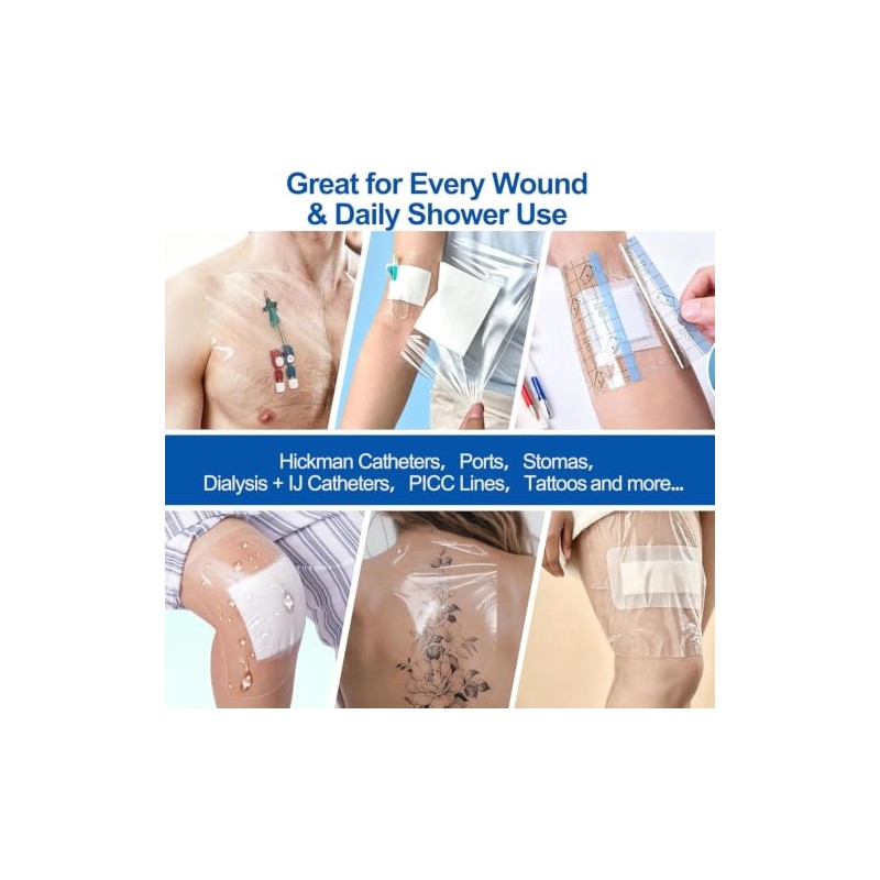 50 Pack Waterproof Shower Bandages for Port Surgery Incision Aftercare