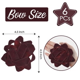 AIMUDI Burgundy Velvet Gift Bows 4.5'' Present Bows for Gift Wrapping Self Adhesive Gift Wrap Bows for Party, Holiday, Valentine's Day Decorations - 6 Counts