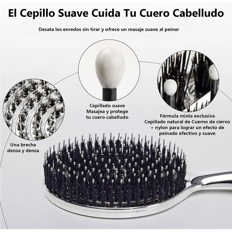 Cepillo para Cabello de Jabalí y Nylon, Cepillo para Cabello