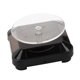 Solar Powered Rotating Showcase, 360 Degrees Rotating Turntable Watch Phone Jewelry Display Stand Hobby Collection Shelf with Led Light for Storefront Window Office Counter(#2)