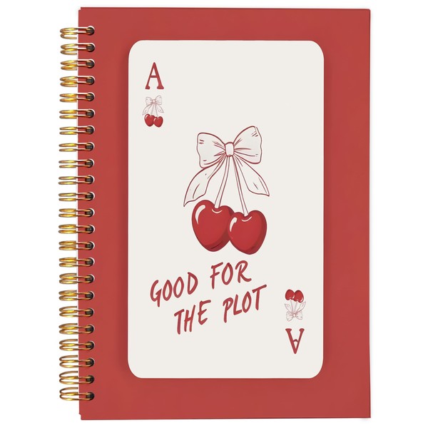 Ecezatik Coquette Red Bow Cherry Notebook Journal, Preppy Aesthetic Journal