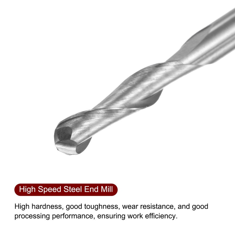 sourcing map 2pcs Ball Nose End Mill 4mm Diameter 17mm