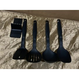 New Tupperware Beautiful Set 5 Compact Utensils: Spatula, Ladle, Spoon & Skimmer