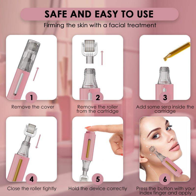 Derma roller with Reservoir for Lips, Skin, Hair, Wrinkles, Stretch