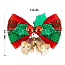 Whaline 24pcs Christmas Bow Xmas Wreaths Mini Bows Christmas Tree Bows Christmas Decorative Bows Fabric Hanging Decorations Ornaments New Year Festive, Red and Green (2 x 1.6in)