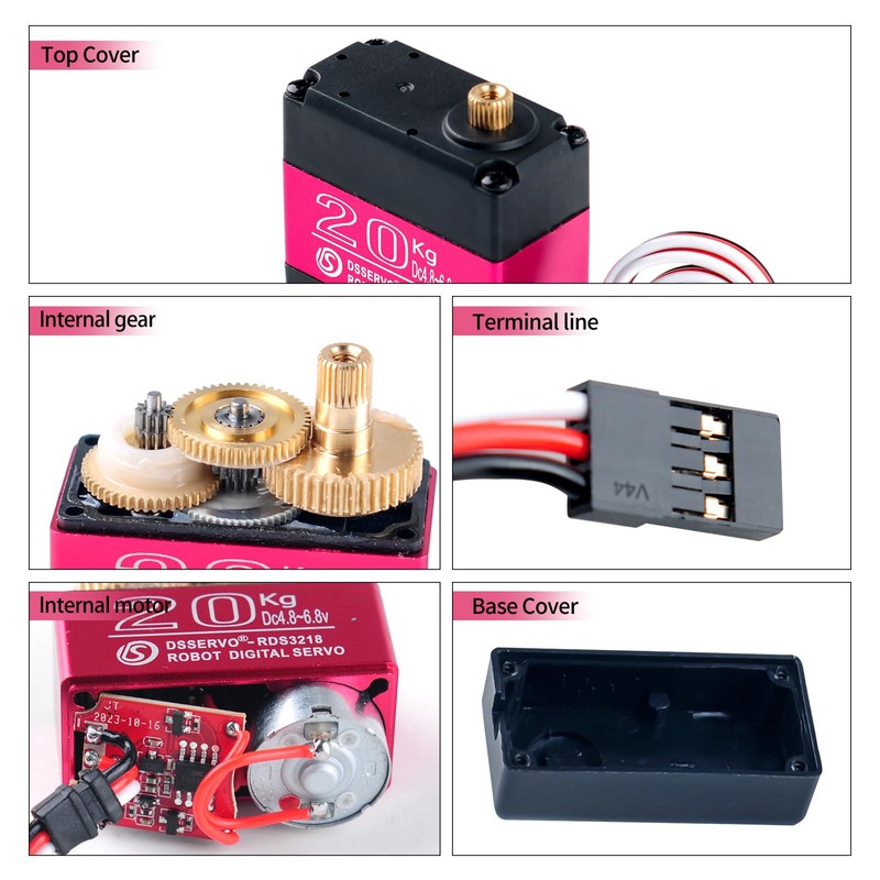 Rcmall RDS3218 Digital Servo, 20KG Dual-Axis High Torque, Waterproof IP66,