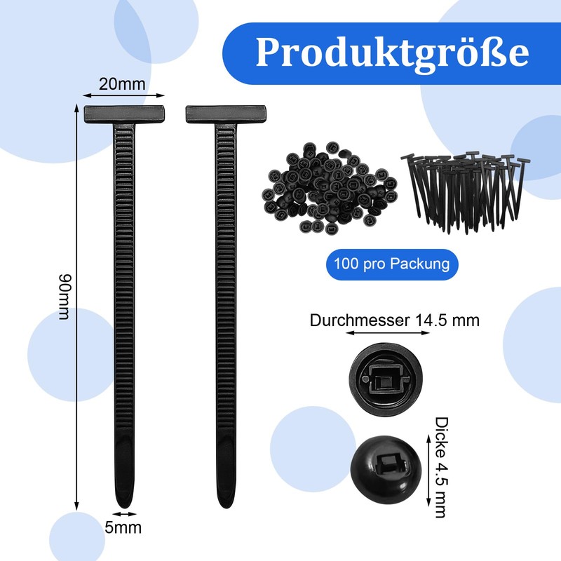 Pack of 100 Universal Cable Tie Buckle, Nylon Cable Ties,