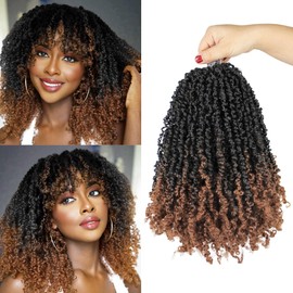 LuxeLouise Yanky Twist Crochet Hair 12 Inch 10 Packs Mini Yankee Twist Crochet Hair Pre-looped Micro Yaki Twist Crochet Braids Hair Extensions For Black Women Ombre Brown(12Inch, 10Pack, OT30)