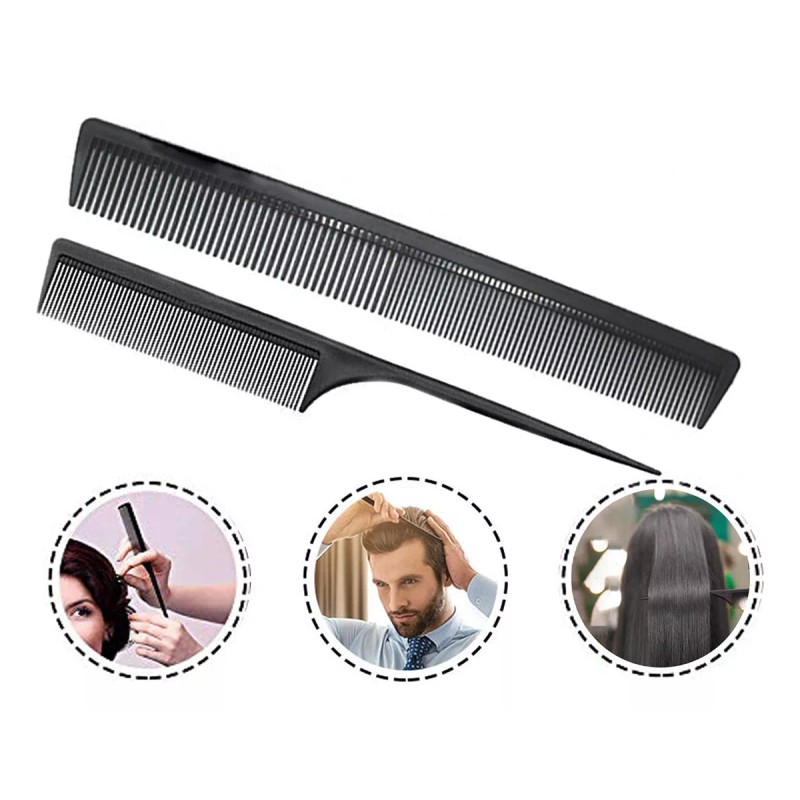 AFT90 Peine Profesional, Dientes Finos Y Anchos, Carbono, Pack X