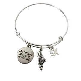 5K Running Gifts adjustable bangle charm bracelet jewelry, She believed she could so she did