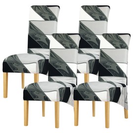 Leorate XL Size High Back Chair Covers Stretch Printing Floral Chair Slipcover for Dining Room Banquet Party Home Decor (Pack of 4, Color Y006)