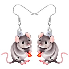 LONYOO Acrylic Cute Mouse Earrings Dangle Drop Charms Anime Rat Gifts for Women Girls Rats Lovers Jewellery (Cloud)