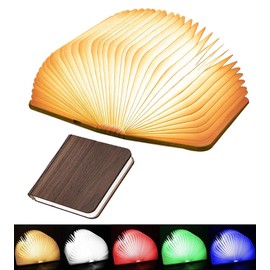 Tiuredx Wooden Book Light Novelty LED Night Light Portable Folding Book Lamp Paper Lantern for Home Decor (5 Colors/Black Walnut, S:5.7 * 4.3 * 1.0in(14.4x10.9x2.54cm))