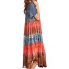 Sakkas 17506 - Sula Tie-Dye Wide Neck Embroidered Boho Sundress