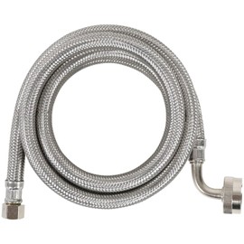 Certified Appliance Accessories Dishwasher Hose with 90 degree FGH Elbow, Water Supply Line, 6 Feet, Premium Braided Stainless Steel with PVC Core, silver/pewter, DW72SSL