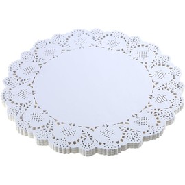 KIMOBER 100Pcs Disposable Lace Doilies Paper,White Round Paper Doilies Lace Paper Placemats Disposable Greaseproof Doilies for Party Wedding Decoration（White,12.5 inch）