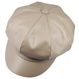 KYEYGWO Beret Hats for Women, PU Leather Baker Hat Newsboy Cabbie Cap Peaker Winter Hats for Ladies