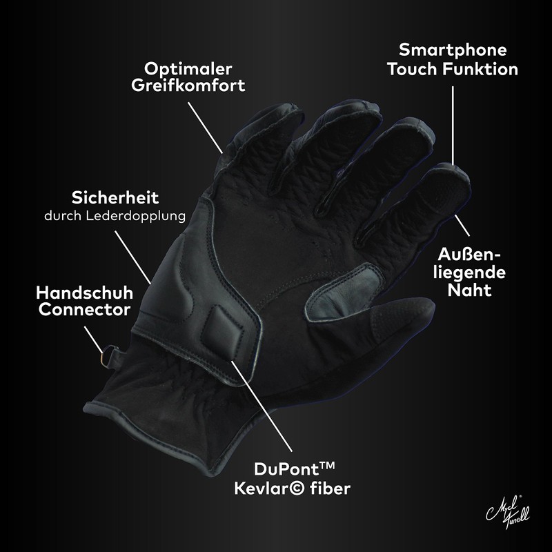 Mycl Turell Motorcycle Gloves Cross Stitch - Men's Motorcycle Gloves