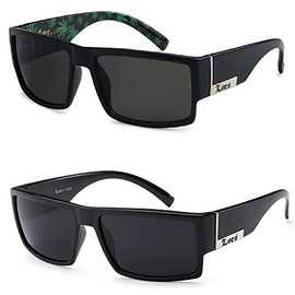 2 Pack - Locs Sunglasses Black Gangster Sunglasses (1 Shinny 1 BK Matte Pot Green)
