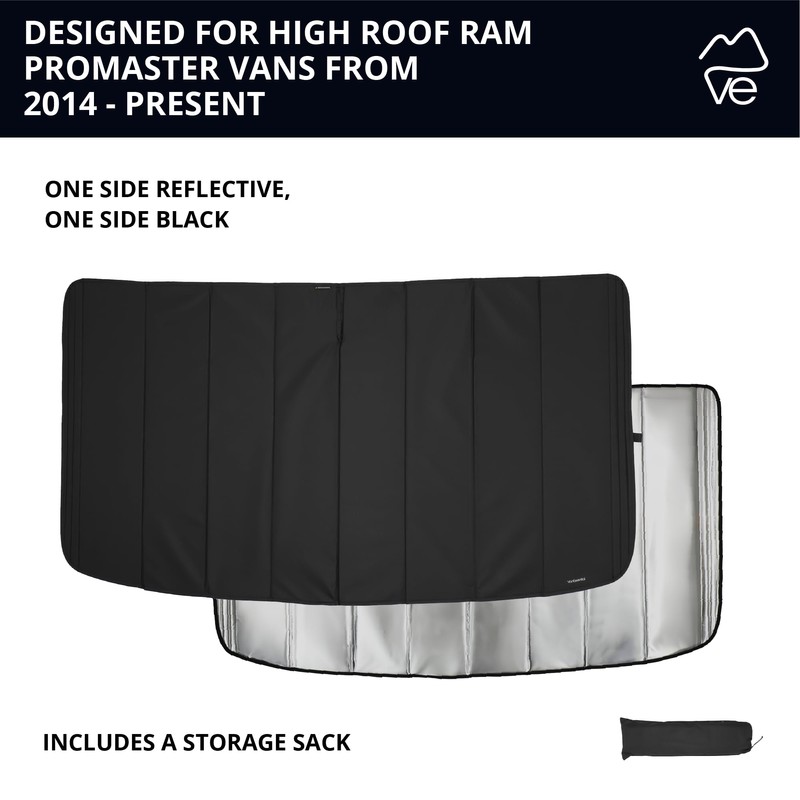 VanEssential Insulated Reflective Blackout Front Windshield Cover Designed for RAM