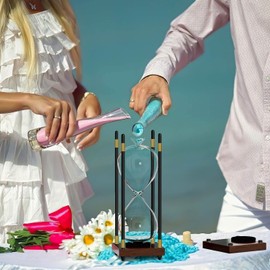 SuLiao Empty Hourglass Fillable, 10 Inch Large Black Wooden Frame Decorative DIY Sand Timer, Unity Hourglass for Wedding Ceremony Set, Without Antique Sand Clock for Desk Home Office Decor