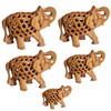 Yepsio Wooden Elephant Figurine Set, Hand Carved, 5 Pieces, 2-4 inches, Decorative Home Gift