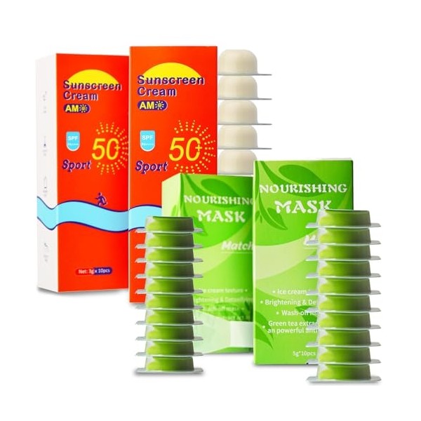 Mini Sunscreen & Green Tea Face Mask Set – 20