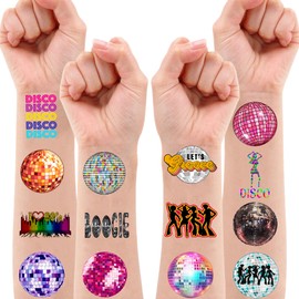 100 PCS 70s Disco Ball Temporary Tattoos Themed Birthday Party Decorations Supplies Decor Favors Boogie Dance Groovy 1970s Retro Tattoo Stickers Gifts for Game Boys Girls Class School Prizes Carnival