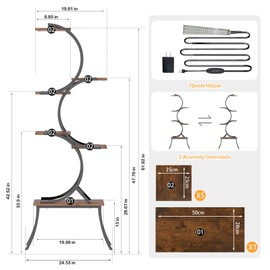 VERASCOT Plant Stand Indoor with Grow Lights - 63'' Tall Plant Stand Corner Plant Stands 6 Tiered Large Flower Holder Display Rack for Living Room Bedroom Office Home Decor