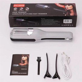 4V Rechargeable Lithium Battery Cordless Split End Hair Trimmer - Automatic, Portable, and Gentle for Damaged Hair Care - ABS Body Material, Easy to Use and Clean Comfort - Color: silver